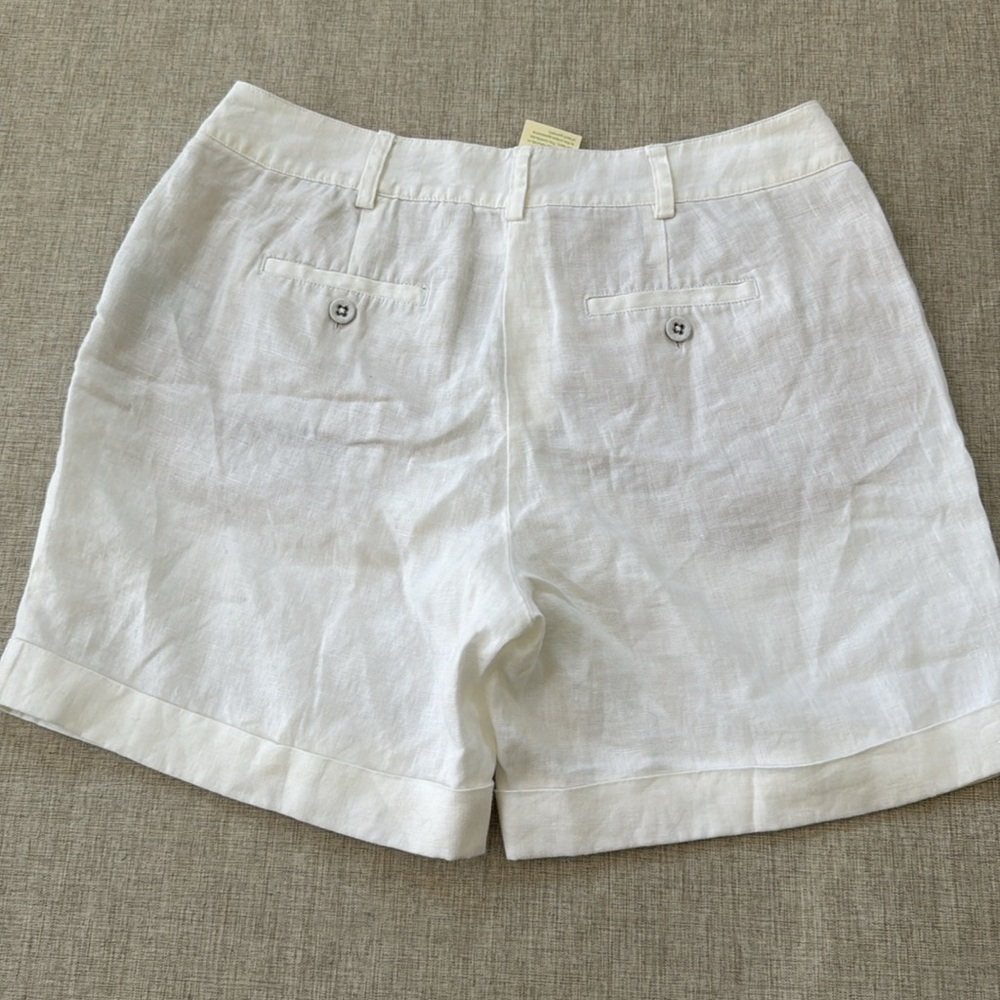 BODEN 100%‎ Linen Shorts White Folded Hem Women’s Size 4L pleated - Picture 3 of 12
